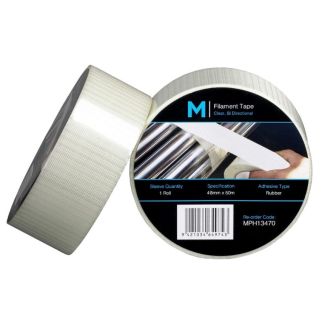 Bi Directional Filament Tape - Clear, 48mm x 50m x 140mu