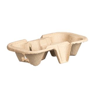 Pulp Cup Tray - Brown, 2 Cup Capacity (600) *Fits 80mm / 90mm Cups