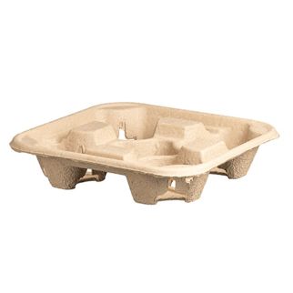 Pulp Cup Tray - Brown, 4 Cup Capacity (300) *Fits 80mm / 90mm Cups