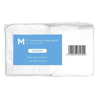 Confectionery Paper Bag Flat #0 - White, 105mm x 130mm, 35gsm (1000)
