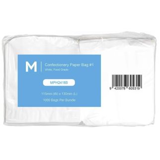 Confectionery Paper Bag Flat #1 - White, 115mm x 130mm, 35gsm (1000)
