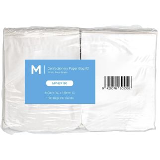 Confectionery Paper Bag Flat #2 - White, 140mm x 180mm, 35gsm (1000)