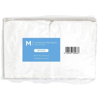 Confectionery Paper Bag Flat #3 - White, 160mm x 200mm, 35gsm (1000)