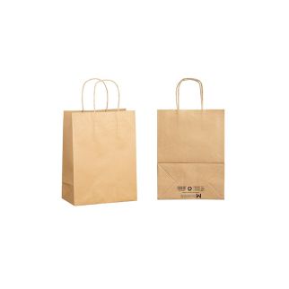 Twist Handle Paper Bag XS - Brown, 205mm x 110mm x 275mm, 120gsm (250)