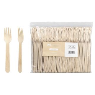 Wooden Fork - Natural, 160mm Long, FSC® 100% (1000) *Long Tooth Fork