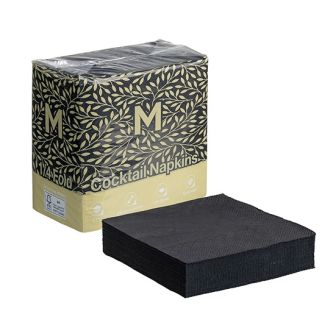 Embossed Cocktail Napkins 1/4 Fold - Black