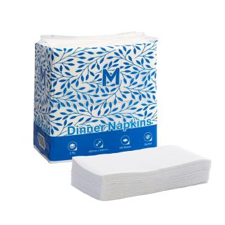 Quilted Dinner Napkins 1/6 Fold - White, 300mm x 400mm, 2 Ply *Cost Effective