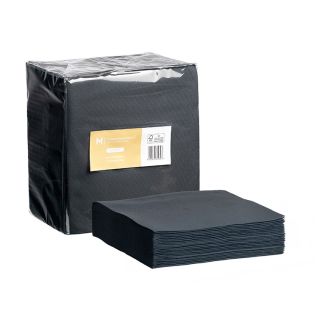 Quilted Dinner Napkins 1/4 Fold - Black, 400mm x 400mm, 2 Ply, FSC® Mix (800)