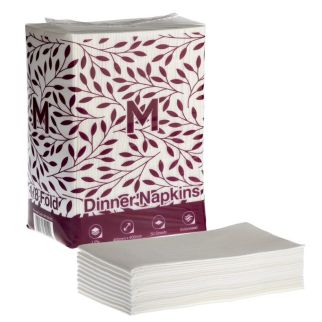Airlaid Dinner Napkins 1/8 Fold - White, 400mm x 400mm, 1 Ply